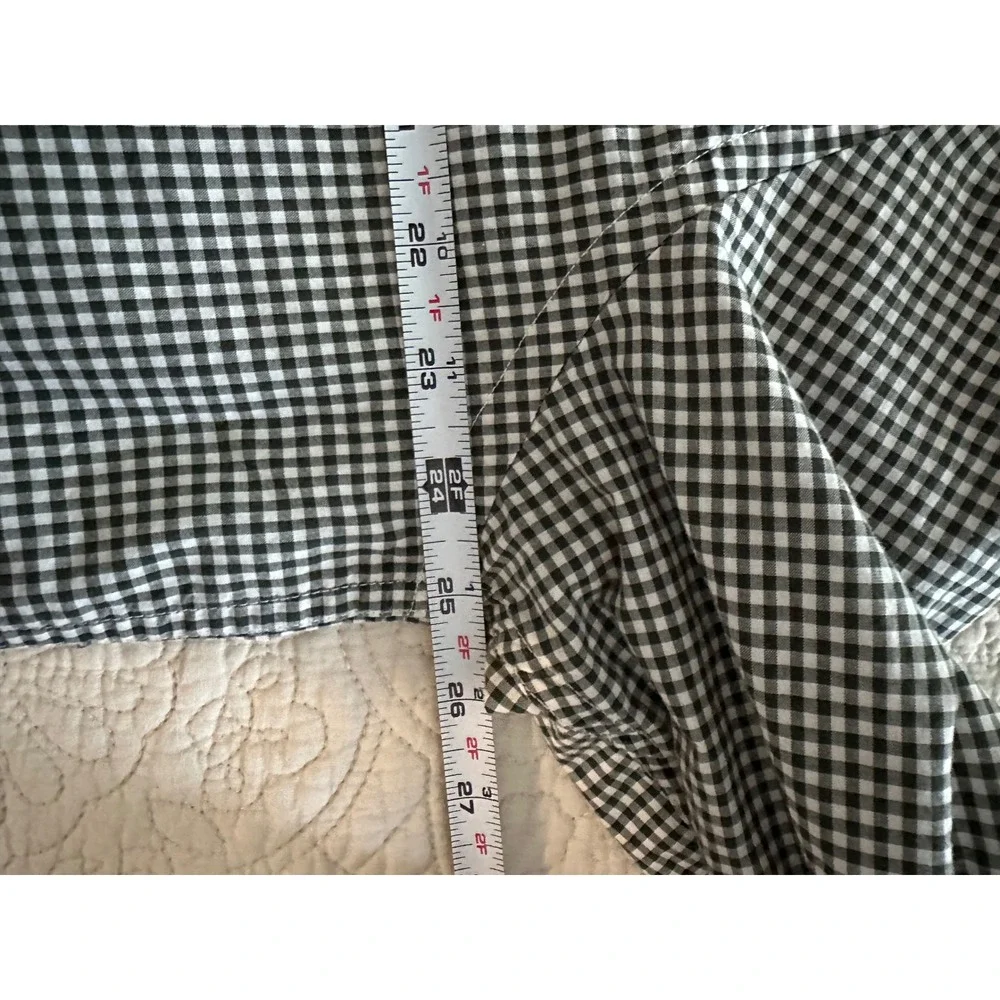 Banana Republic Mens XL Untucked Fit Gingham Button Down Shirt Black White